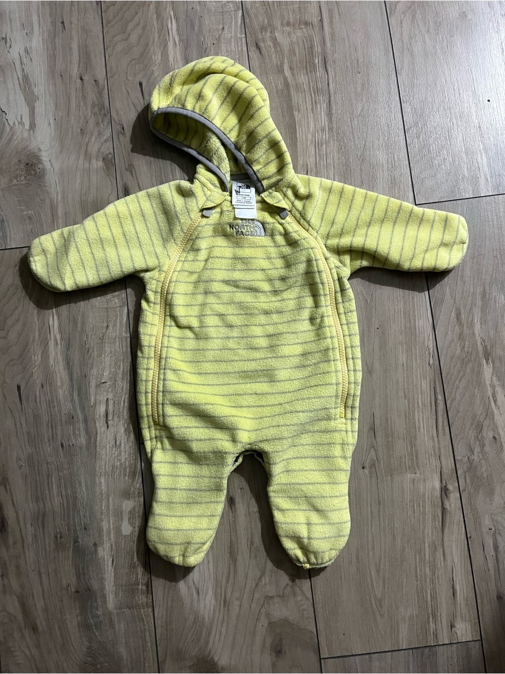 The North Face Infant Fleece Bunting One-Piece Striped Yellow Jumpsuit 0-3 M